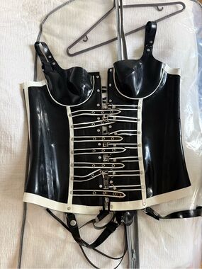 Black & White Latex Underbust Corset Top
